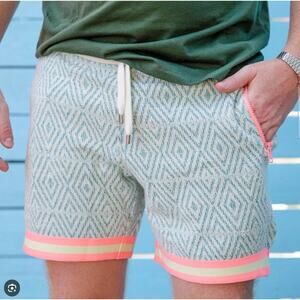 CHUBBIES Shorts Mens M Lounge Wear 7" Argyle Drawstring Pajama Cotton Green